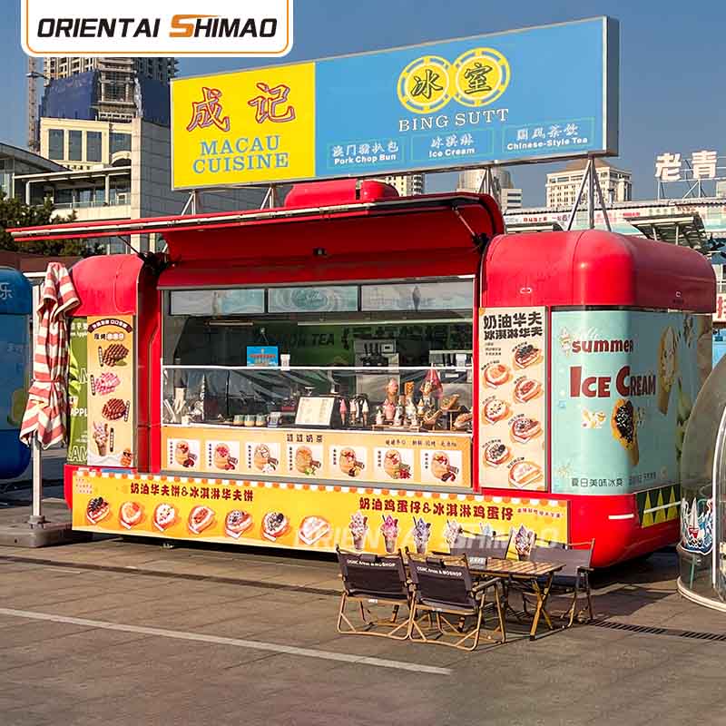 Dessert Cart Mobile Kitchen ລົດເຂັນອາຫານຕາມຖະຫນົນ Catering Food Trailer Food Truck
